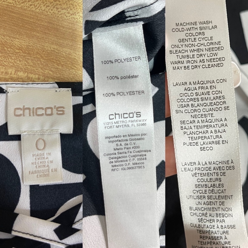 Chico’s geometric print criss cross lace up blouse Chicos size 0 women’s S/4 - Picture 13 of 16